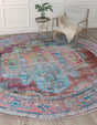 Washable Multicolor 10' 6 x 10' 6 Maahru Round Area Rug Easy to Clean Stain Resistant & Durable Polyester Chenille Carpet for Living, Dining, Bedrooms, Kitchen for Sale at Rug Engine