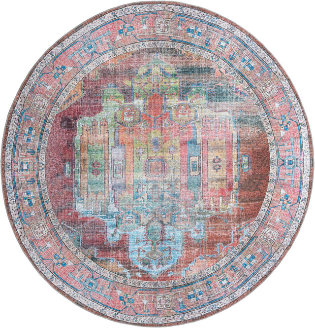 Washable Multicolor 10' 6 x 10' 6 Maahru Round Area Rug Easy to Clean Stain Resistant & Durable Polyester Chenille Carpet for Living, Dining, Bedrooms, Kitchen for Sale at Rug Engine