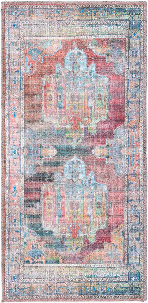 Washable Multicolor 2' x 4' 1 Maahru Runner Area Rug Easy to Clean Stain Resistant & Durable Polyester Chenille Carpet for Living, Dining, Bedrooms, Kitchen for Sale at Rug Engine