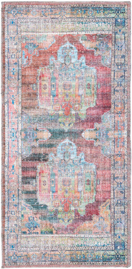 Washable Multicolor 2' x 4' 1 Maahru Runner Area Rug Easy to Clean Stain Resistant & Durable Polyester Chenille Carpet for Living, Dining, Bedrooms, Kitchen for Sale at Rug Engine