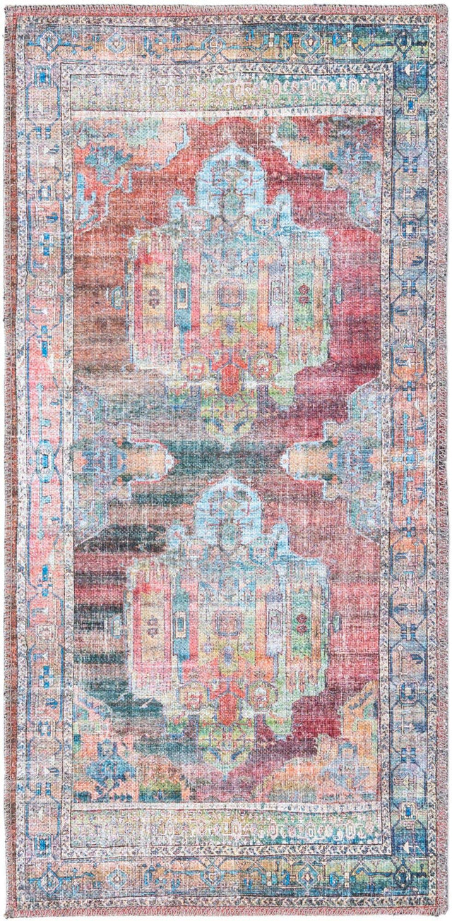 Washable Multicolor 2' x 4' 1 Maahru Runner Area Rug Easy to Clean Stain Resistant & Durable Polyester Chenille Carpet for Living, Dining, Bedrooms, Kitchen for Sale at Rug Engine
