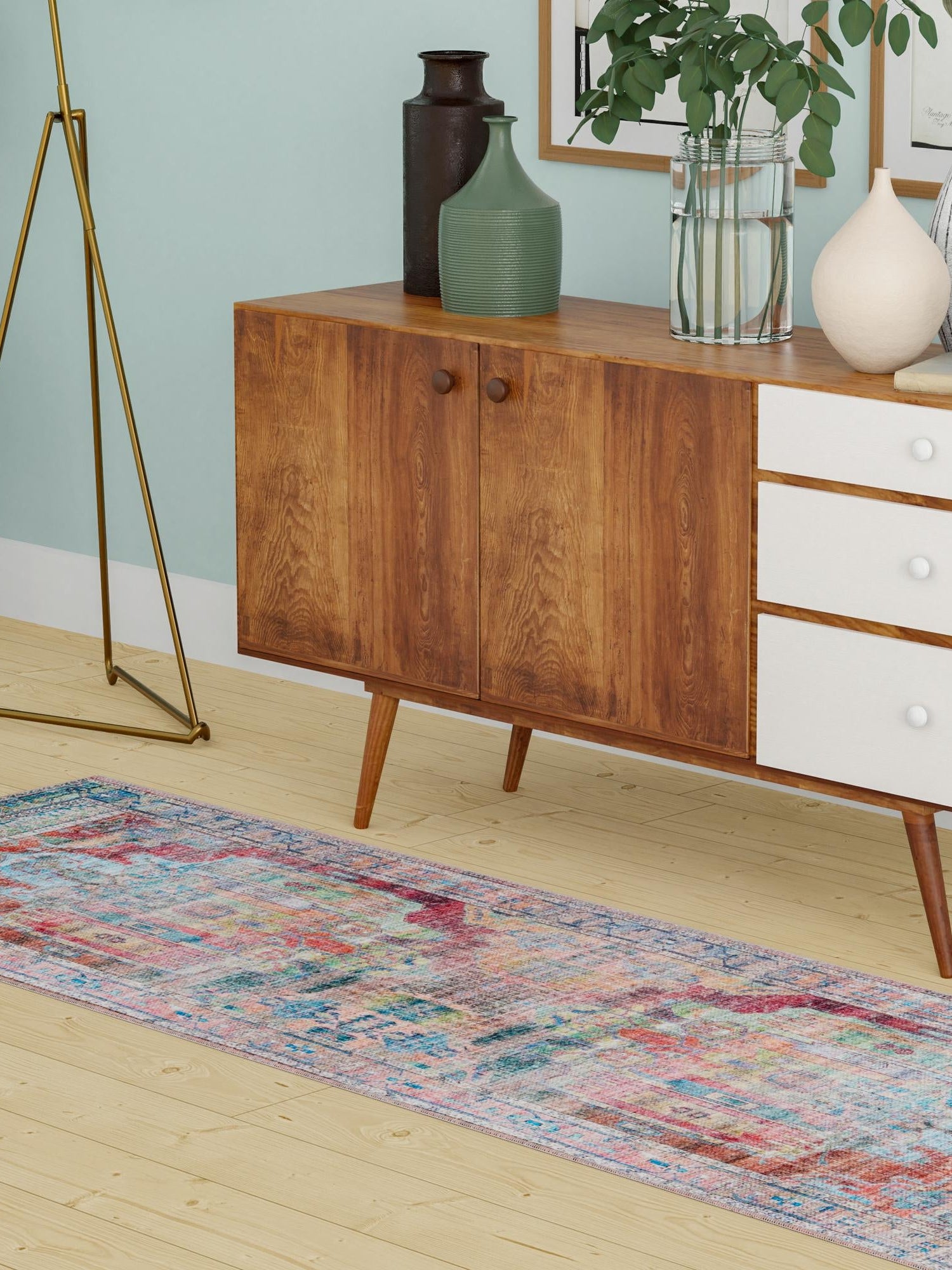 Washable Multicolor 2' x 5' 1 Maahru Runner Area Rug Easy to Clean Stain Resistant & Durable Polyester Chenille Carpet for Living, Dining, Bedrooms, Kitchen for Sale at Rug Engine