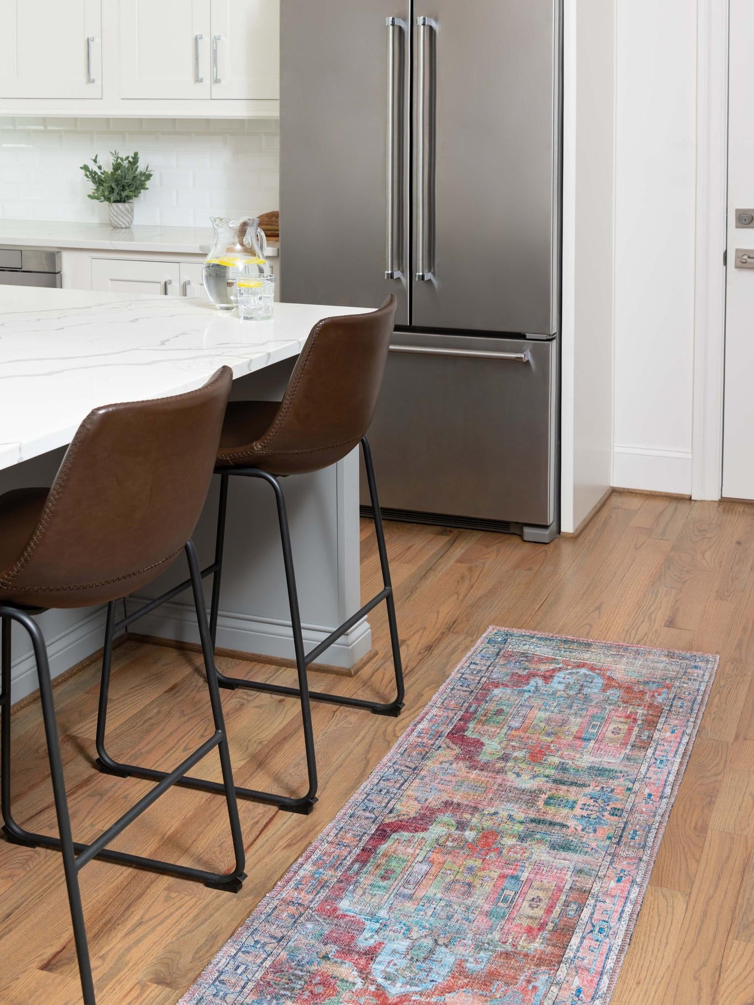 Washable Multicolor 2' x 5' 1 Maahru Runner Area Rug Easy to Clean Stain Resistant & Durable Polyester Chenille Carpet for Living, Dining, Bedrooms, Kitchen for Sale at Rug Engine