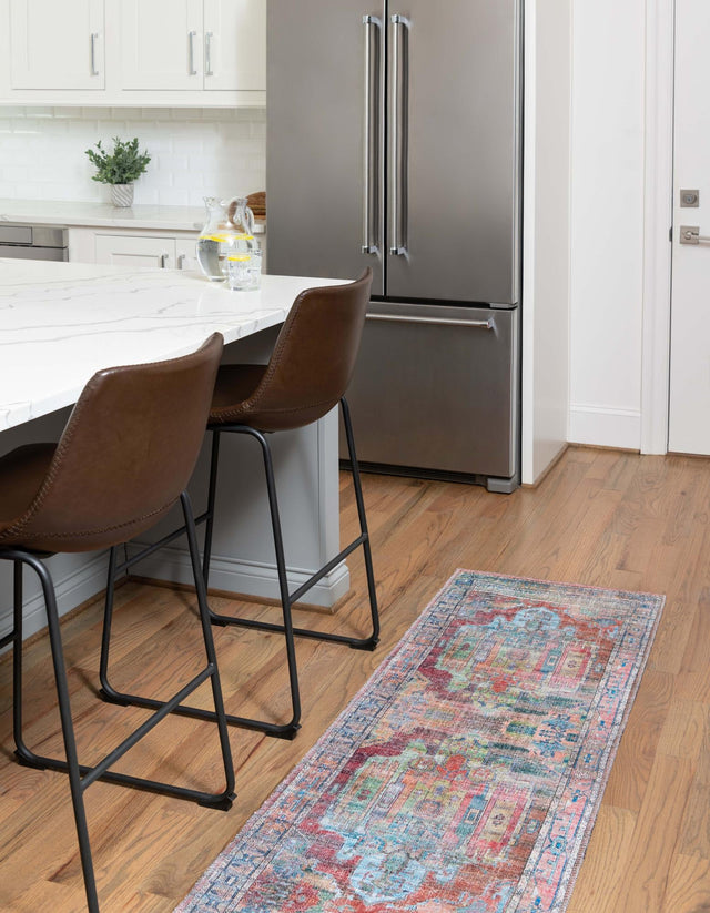 Washable Multicolor 2' 7 x 16' 5 Maahru Runner Area Rug Easy to Clean Stain Resistant & Durable Polyester Chenille Carpet for Living, Dining, Bedrooms, Kitchen for Sale at Rug Engine