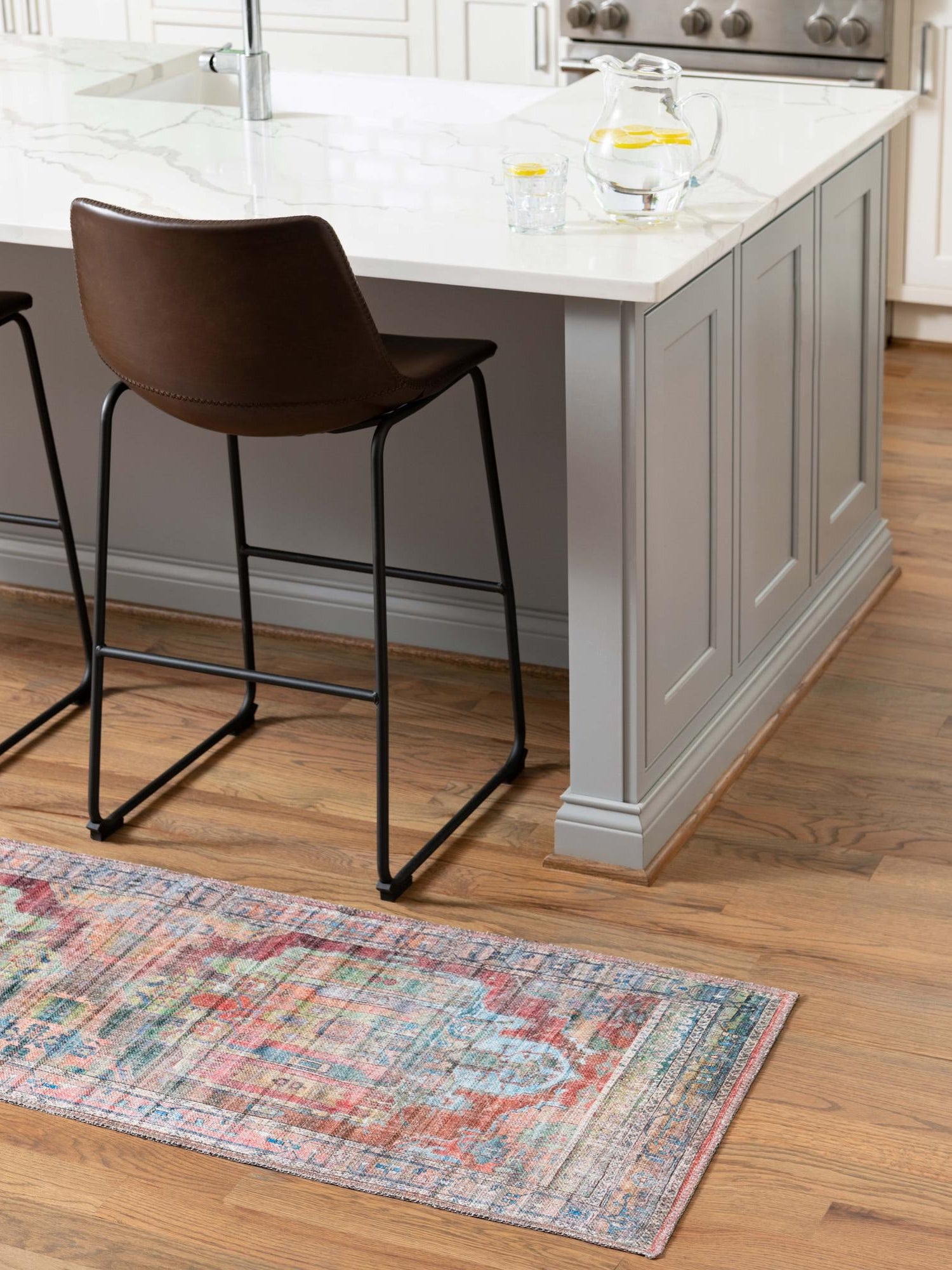 Washable Multicolor 2' 7 x 16' 5 Maahru Runner Area Rug Easy to Clean Stain Resistant & Durable Polyester Chenille Carpet for Living, Dining, Bedrooms, Kitchen for Sale at Rug Engine