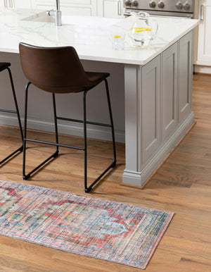 Washable Multicolor 2' 7 x 19' 8 Maahru Runner Area Rug Easy to Clean Stain Resistant & Durable Polyester Chenille Carpet for Living, Dining, Bedrooms, Kitchen for Sale at Rug Engine