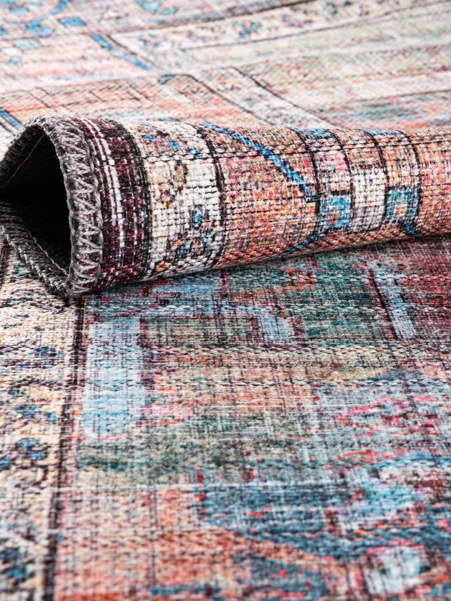 Washable Multicolor 2' 7 x 13' 1 Maahru Runner Area Rug Easy to Clean Stain Resistant & Durable Polyester Chenille Carpet for Living, Dining, Bedrooms, Kitchen for Sale at Rug Engine