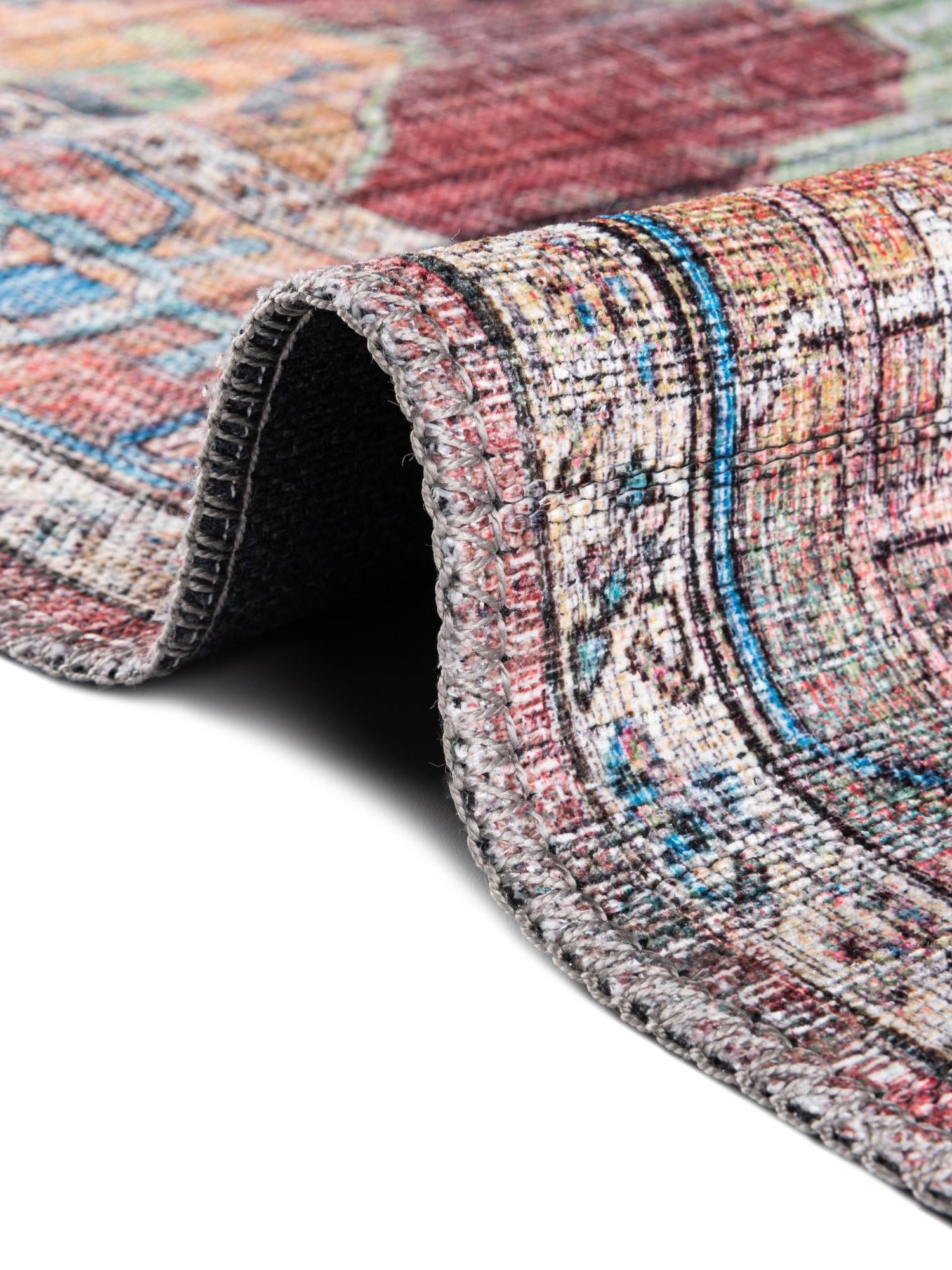Washable Multicolor 2' x 5' 1 Maahru Runner Area Rug Easy to Clean Stain Resistant & Durable Polyester Chenille Carpet for Living, Dining, Bedrooms, Kitchen for Sale at Rug Engine