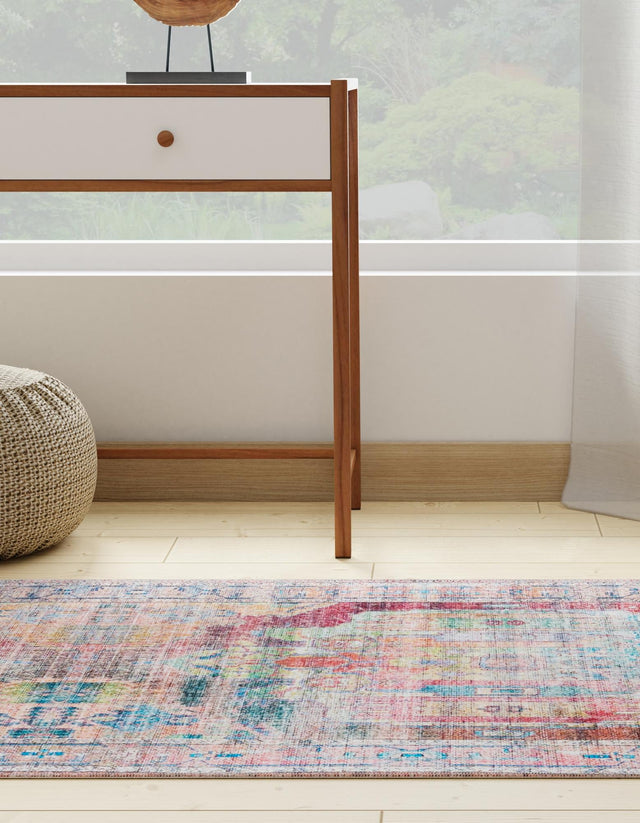 Multicolor 2' x 8' Maahru Washable Runner Rug