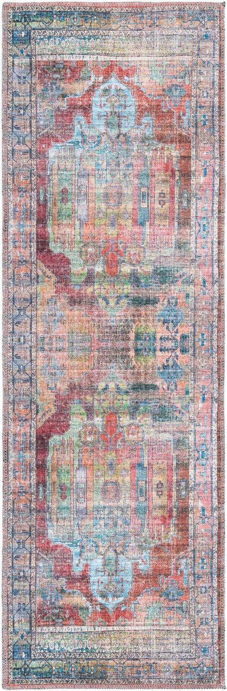 Washable Multicolor 2' x 6' 1 Maahru Runner Area Rug Easy to Clean Stain Resistant & Durable Polyester Chenille Carpet for Living, Dining, Bedrooms, Kitchen for Sale at Rug Engine