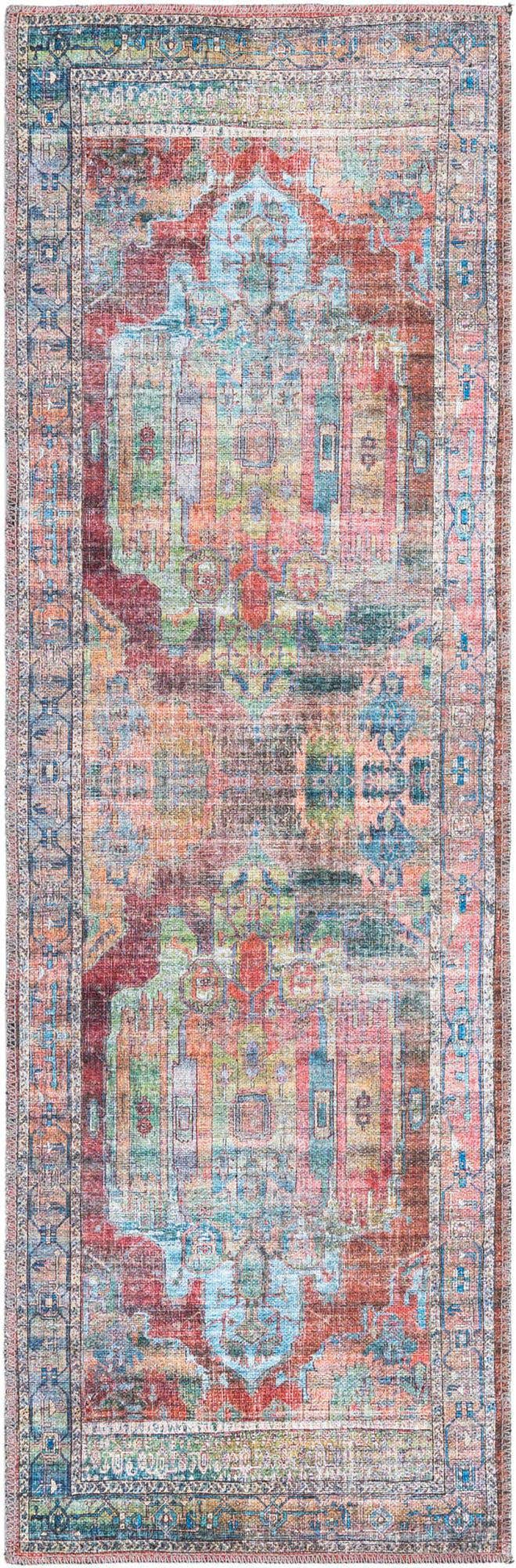 Washable Multicolor 2' x 6' 1 Maahru Runner Area Rug Easy to Clean Stain Resistant & Durable Polyester Chenille Carpet for Living, Dining, Bedrooms, Kitchen for Sale at Rug Engine