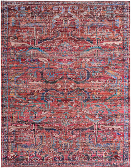 Washable Rust Red 10' 6 x 13' 1 Maahru Rectangle Area Rug Easy to Clean Stain Resistant & Durable Polyester Chenille Carpet for Living, Dining, Bedrooms, Kitchen for Sale at Rug Engine