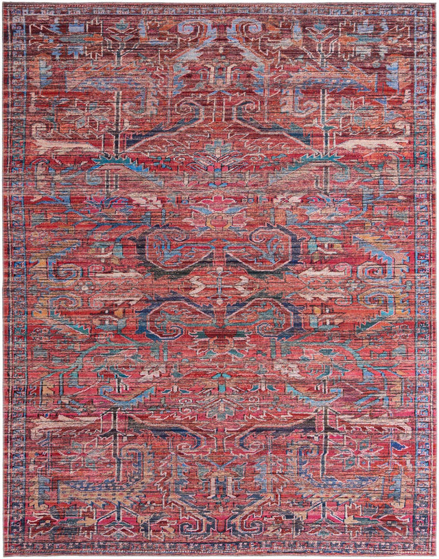 Washable Rust Red 10' 6 x 13' 1 Maahru Rectangle Area Rug Easy to Clean Stain Resistant & Durable Polyester Chenille Carpet for Living, Dining, Bedrooms, Kitchen for Sale at Rug Engine