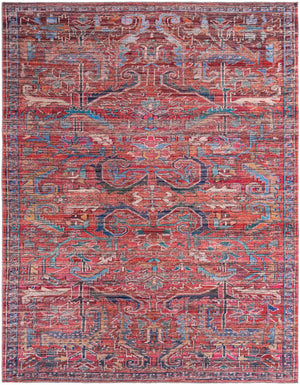 Washable Rust Red 9' 2 x 12' Maahru Rectangle Area Rug Easy to Clean Stain Resistant & Durable Polyester Chenille Carpet for Living, Dining, Bedrooms, Kitchen for Sale at Rug Engine