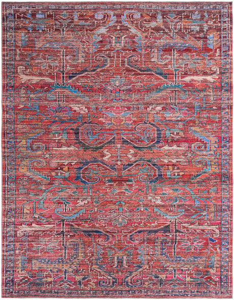 Washable Rust Red 9' 2 x 12' Maahru Rectangle Area Rug Easy to Clean Stain Resistant & Durable Polyester Chenille Carpet for Living, Dining, Bedrooms, Kitchen for Sale at Rug Engine