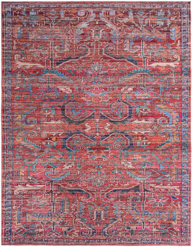 Washable Rust Red 9' 2 x 12' Maahru Rectangle Area Rug Easy to Clean Stain Resistant & Durable Polyester Chenille Carpet for Living, Dining, Bedrooms, Kitchen for Sale at Rug Engine