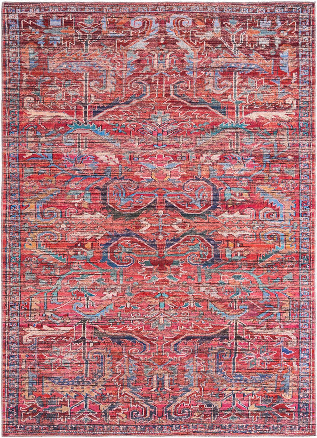 Washable Rust Red 7' 3 x 10' Maahru Rectangle Area Rug Easy to Clean Stain Resistant & Durable Polyester Chenille Carpet for Living, Dining, Bedrooms, Kitchen for Sale at Rug Engine