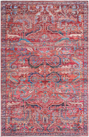 Washable Rust Red 6' 1 x 9' Maahru Rectangle Area Rug Easy to Clean Stain Resistant & Durable Polyester Chenille Carpet for Living, Dining, Bedrooms, Kitchen for Sale at Rug Engine