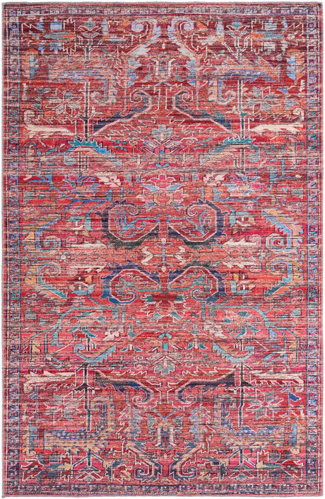 Washable Rust Red 6' 1 x 9' Maahru Rectangle Area Rug Easy to Clean Stain Resistant & Durable Polyester Chenille Carpet for Living, Dining, Bedrooms, Kitchen for Sale at Rug Engine