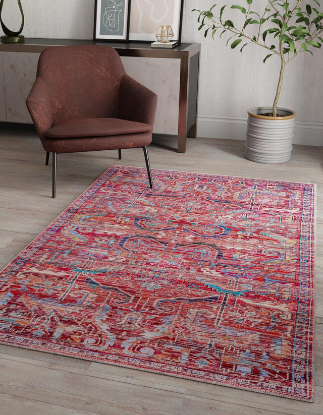 Washable Rust Red 7' 3 x 10' Maahru Rectangle Area Rug Easy to Clean Stain Resistant & Durable Polyester Chenille Carpet for Living, Dining, Bedrooms, Kitchen for Sale at Rug Engine