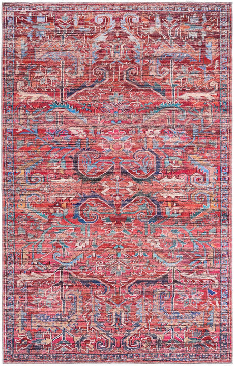 Washable Rust Red 5' 3 x 8' Maahru Rectangle Area Rug Easy to Clean Stain Resistant & Durable Polyester Chenille Carpet for Living, Dining, Bedrooms, Kitchen for Sale at Rug Engine