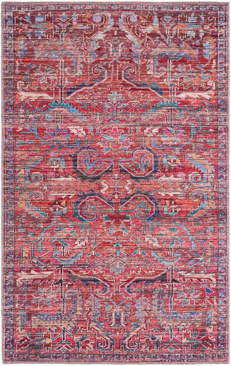 Washable Rust Red 4' 1 x 6' 1 Maahru Rectangle Area Rug Easy to Clean Stain Resistant & Durable Polyester Chenille Carpet for Living, Dining, Bedrooms, Kitchen for Sale at Rug Engine