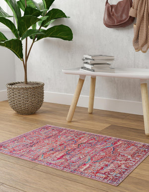 Washable Rust Red 5' 3 x 8' Maahru Rectangle Area Rug Easy to Clean Stain Resistant & Durable Polyester Chenille Carpet for Living, Dining, Bedrooms, Kitchen for Sale at Rug Engine