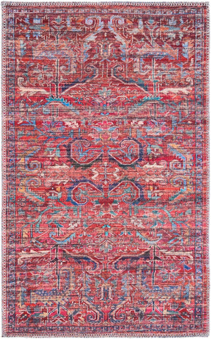 Washable Rust Red 2' x 3' 1 Maahru Rectangle Area Rug Easy to Clean Stain Resistant & Durable Polyester Chenille Carpet for Living, Dining, Bedrooms, Kitchen for Sale at Rug Engine