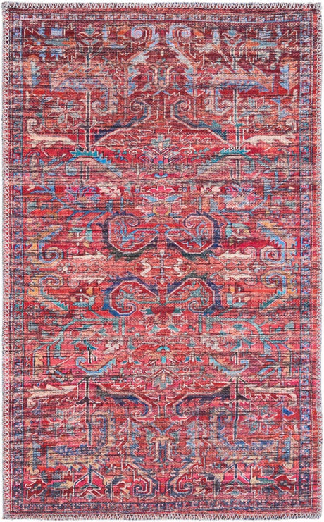 Washable Rust Red 2' x 3' 1 Maahru Rectangle Area Rug Easy to Clean Stain Resistant & Durable Polyester Chenille Carpet for Living, Dining, Bedrooms, Kitchen for Sale at Rug Engine