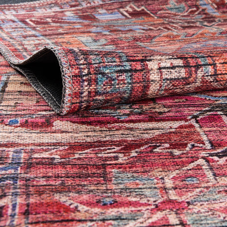 Washable Rust Red 4' 1 x 6' 1 Maahru Oval Area Rug Easy to Clean Stain Resistant & Durable Polyester Chenille Carpet for Living, Dining, Bedrooms, Kitchen for Sale at Rug Engine