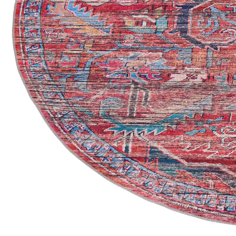Washable Rust Red 4' 1 x 6' 1 Maahru Oval Area Rug Easy to Clean Stain Resistant & Durable Polyester Chenille Carpet for Living, Dining, Bedrooms, Kitchen for Sale at Rug Engine