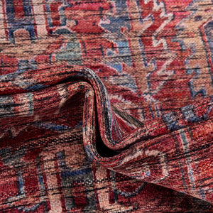 Washable Rust Red 5' 3 x 8' Maahru Oval Area Rug Easy to Clean Stain Resistant & Durable Polyester Chenille Carpet for Living, Dining, Bedrooms, Kitchen for Sale at Rug Engine