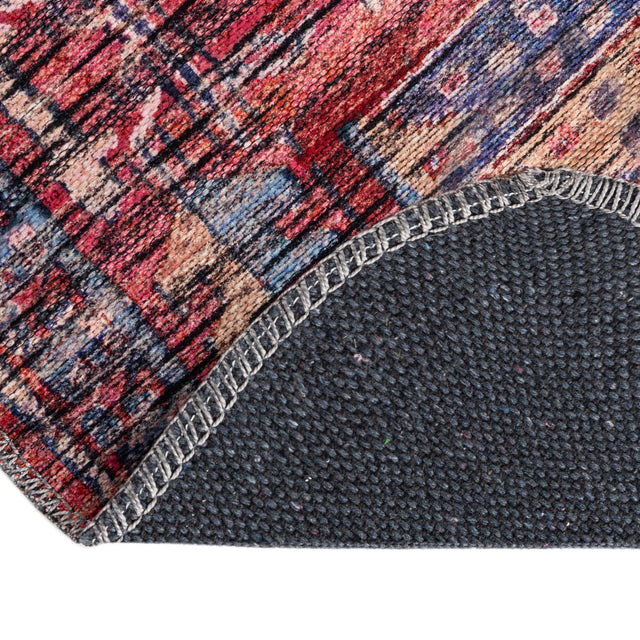 Washable Rust Red 5' 3 x 8' Maahru Oval Area Rug Easy to Clean Stain Resistant & Durable Polyester Chenille Carpet for Living, Dining, Bedrooms, Kitchen for Sale at Rug Engine