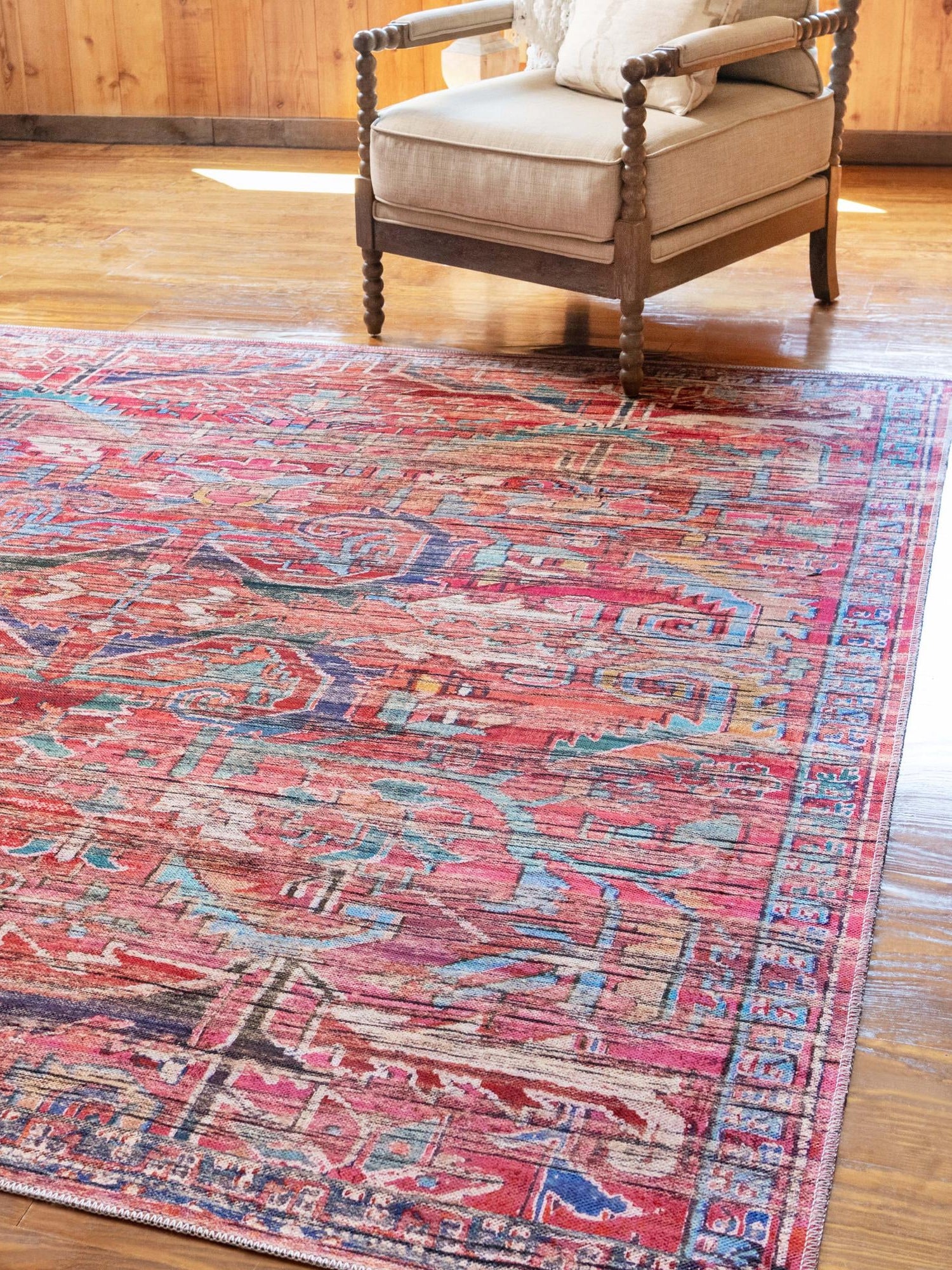 Washable Rust Red 10' 6 x 10' 6 Maahru Square Area Rug Easy to Clean Stain Resistant & Durable Polyester Chenille Carpet for Living, Dining, Bedrooms, Kitchen for Sale at Rug Engine