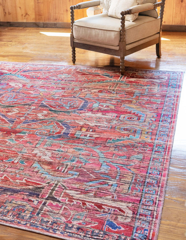 Washable Rust Red 10' 6 x 10' 6 Maahru Square Area Rug Easy to Clean Stain Resistant & Durable Polyester Chenille Carpet for Living, Dining, Bedrooms, Kitchen for Sale at Rug Engine