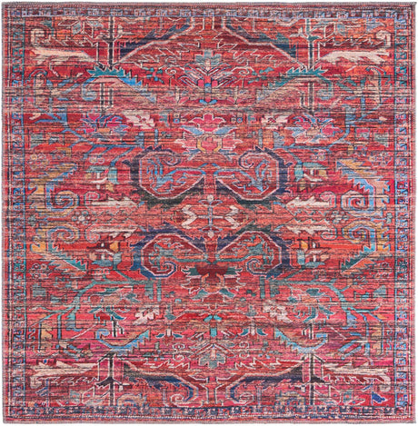 Washable Rust Red 5' 3 x 5' 3 Maahru Square Area Rug Easy to Clean Stain Resistant & Durable Polyester Chenille Carpet for Living, Dining, Bedrooms, Kitchen for Sale at Rug Engine