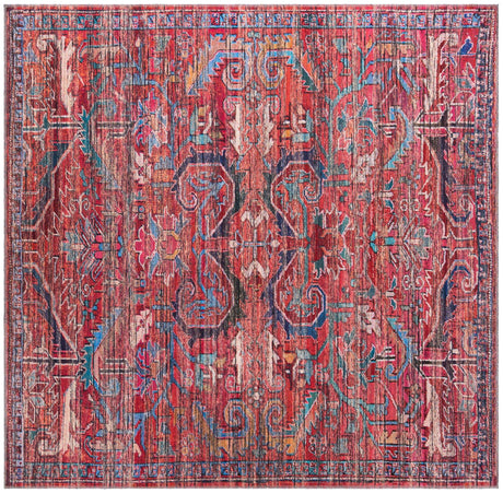Washable Rust Red 7' 3 x 7' 3 Maahru Square Area Rug Easy to Clean Stain Resistant & Durable Polyester Chenille Carpet for Living, Dining, Bedrooms, Kitchen for Sale at Rug Engine