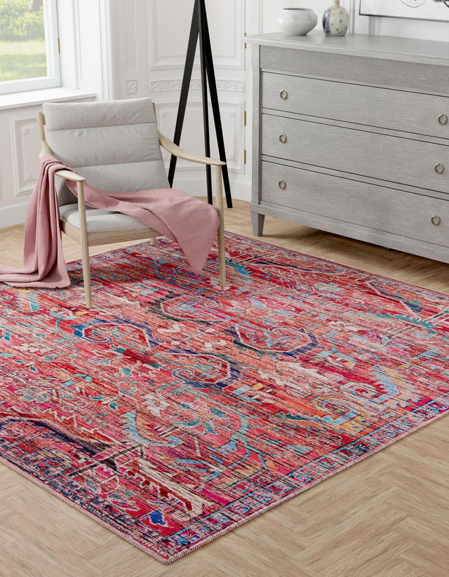 Washable Rust Red 10' 6 x 10' 6 Maahru Square Area Rug Easy to Clean Stain Resistant & Durable Polyester Chenille Carpet for Living, Dining, Bedrooms, Kitchen for Sale at Rug Engine