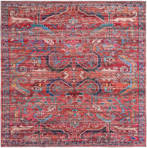 Washable Rust Red 7' 10 x 7' 10 Maahru Square Area Rug Easy to Clean Stain Resistant & Durable Polyester Chenille Carpet for Living, Dining, Bedrooms, Kitchen for Sale at Rug Engine