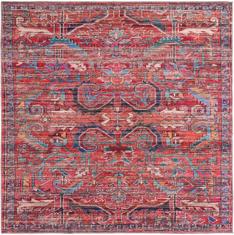 Washable Rust Red 7' 10 x 7' 10 Maahru Square Area Rug Easy to Clean Stain Resistant & Durable Polyester Chenille Carpet for Living, Dining, Bedrooms, Kitchen for Sale at Rug Engine