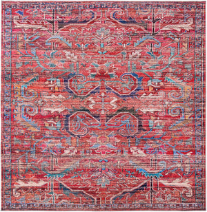 Washable Rust Red 10' 6 x 10' 6 Maahru Square Area Rug Easy to Clean Stain Resistant & Durable Polyester Chenille Carpet for Living, Dining, Bedrooms, Kitchen for Sale at Rug Engine