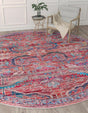 Washable Rust Red 10' 6 x 10' 6 Maahru Round Area Rug Easy to Clean Stain Resistant & Durable Polyester Chenille Carpet for Living, Dining, Bedrooms, Kitchen for Sale at Rug Engine