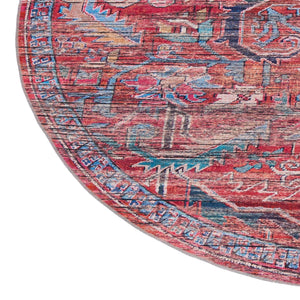 Washable Rust Red 10' 6 x 10' 6 Maahru Round Area Rug Easy to Clean Stain Resistant & Durable Polyester Chenille Carpet for Living, Dining, Bedrooms, Kitchen for Sale at Rug Engine