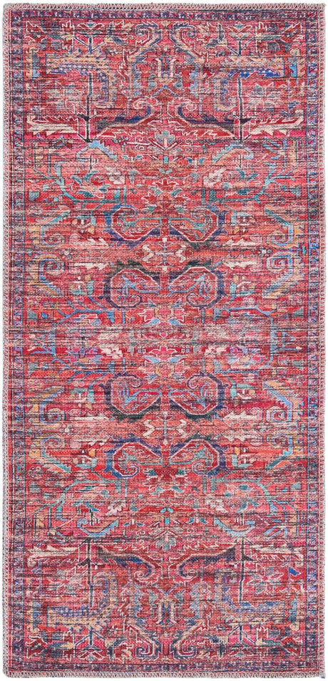Washable Rust Red 2' x 4' 1 Maahru Runner Area Rug Easy to Clean Stain Resistant & Durable Polyester Chenille Carpet for Living, Dining, Bedrooms, Kitchen for Sale at Rug Engine
