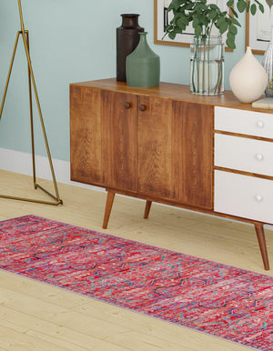 Washable Rust Red 2' x 6' 1 Maahru Runner Area Rug Easy to Clean Stain Resistant & Durable Polyester Chenille Carpet for Living, Dining, Bedrooms, Kitchen for Sale at Rug Engine