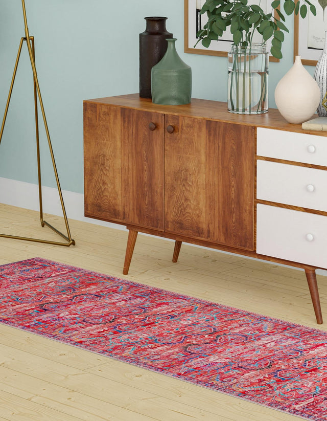 Washable Rust Red 2' x 6' 1 Maahru Runner Area Rug Easy to Clean Stain Resistant & Durable Polyester Chenille Carpet for Living, Dining, Bedrooms, Kitchen for Sale at Rug Engine