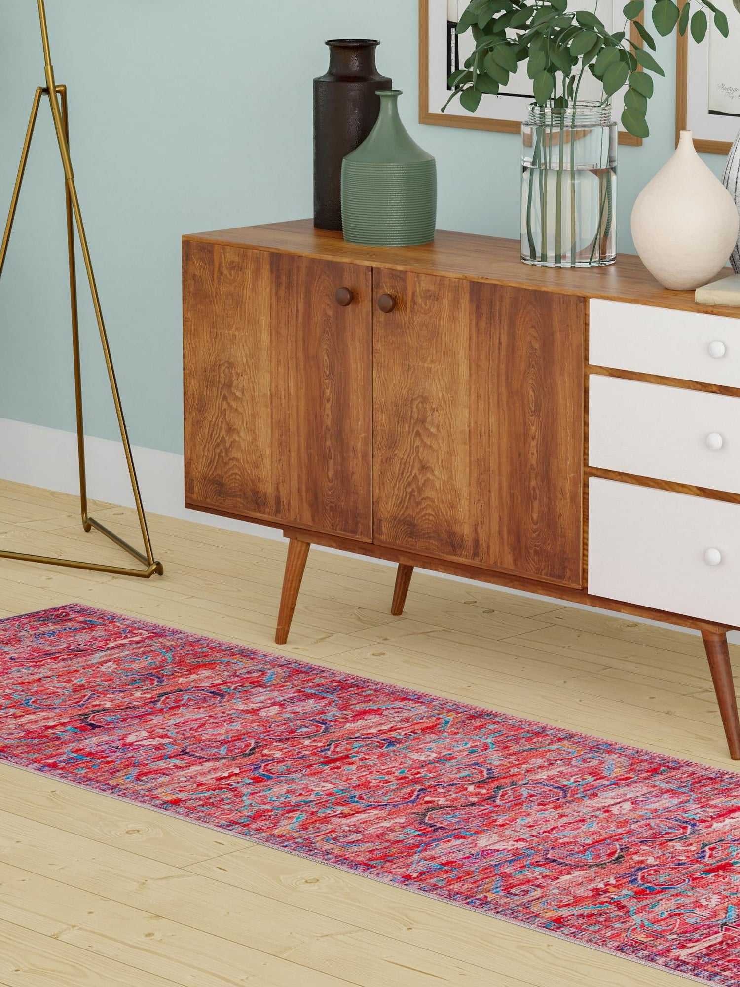 Washable Rust Red 2' x 8' Maahru Runner Area Rug Easy to Clean Stain Resistant & Durable Polyester Chenille Carpet for Living, Dining, Bedrooms, Kitchen for Sale at Rug Engine