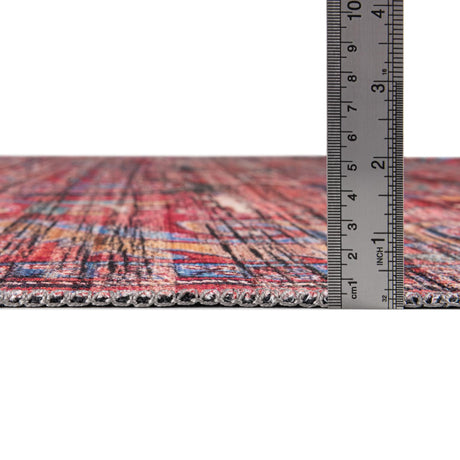 Washable Rust Red 2' 7 x 13' 1 Maahru Runner Area Rug Easy to Clean Stain Resistant & Durable Polyester Chenille Carpet for Living, Dining, Bedrooms, Kitchen for Sale at Rug Engine