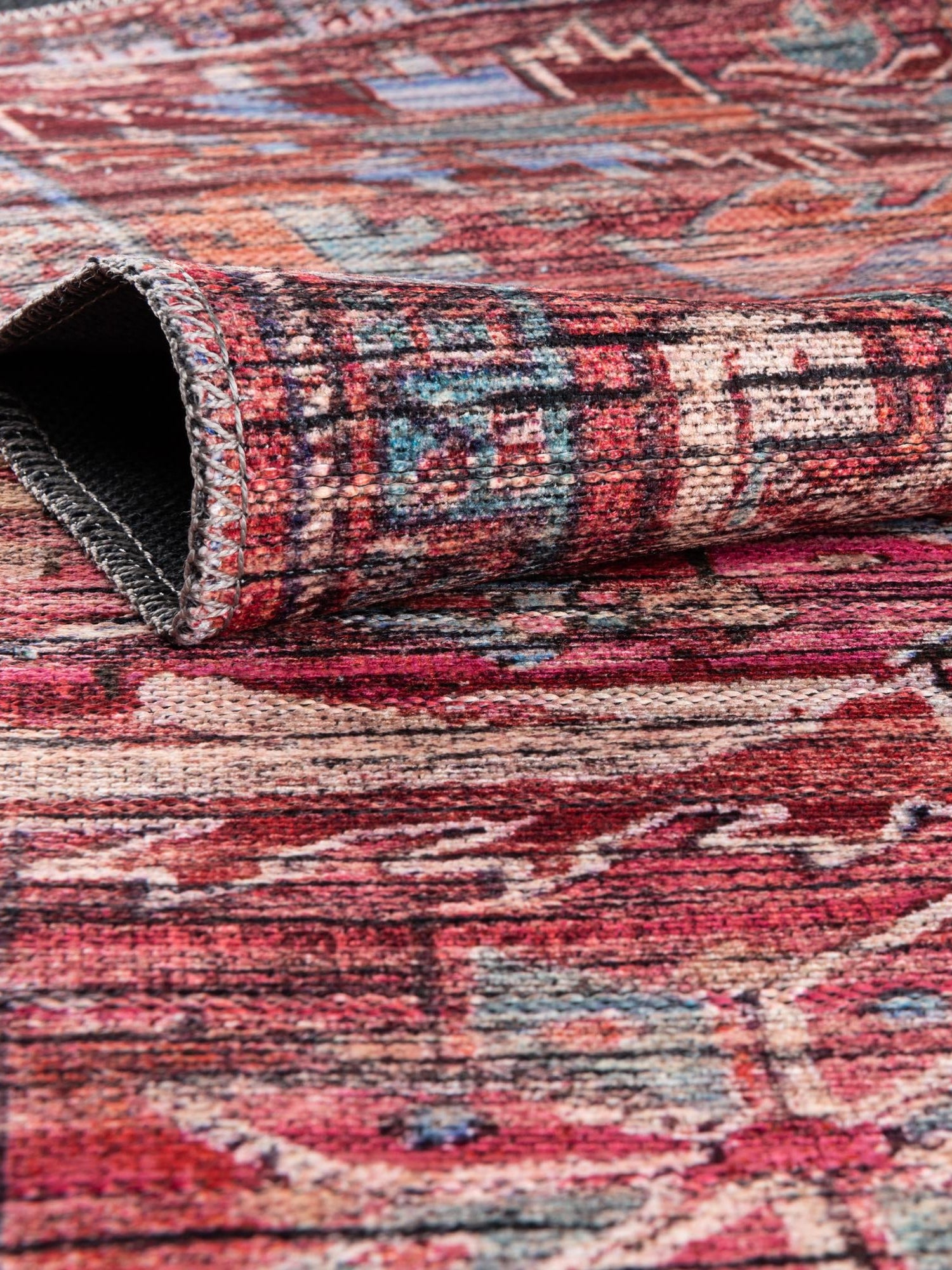 Washable Rust Red 2' x 10' Maahru Runner Area Rug Easy to Clean Stain Resistant & Durable Polyester Chenille Carpet for Living, Dining, Bedrooms, Kitchen for Sale at Rug Engine