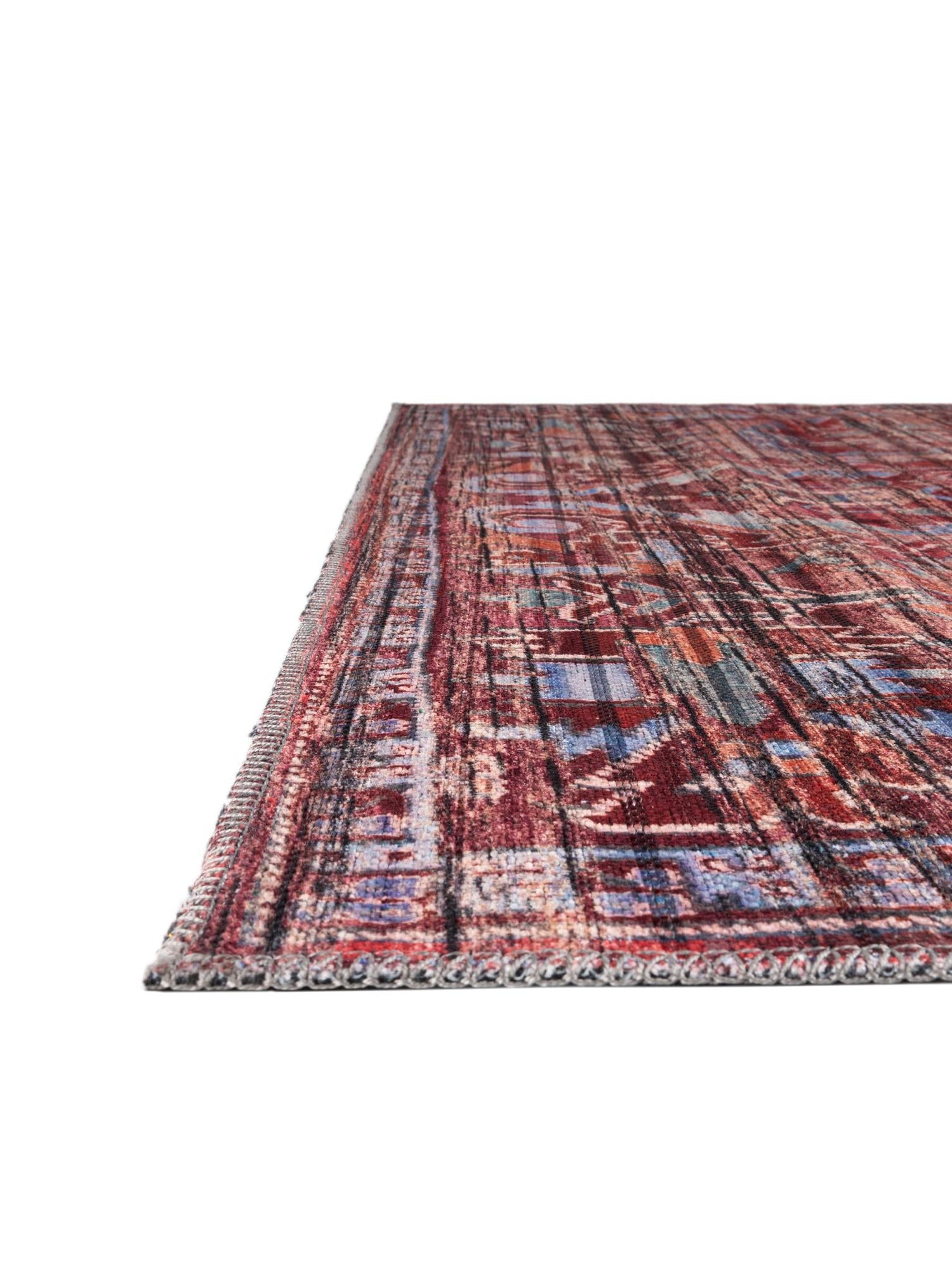 Washable Rust Red 2' x 8' Maahru Runner Area Rug Easy to Clean Stain Resistant & Durable Polyester Chenille Carpet for Living, Dining, Bedrooms, Kitchen for Sale at Rug Engine